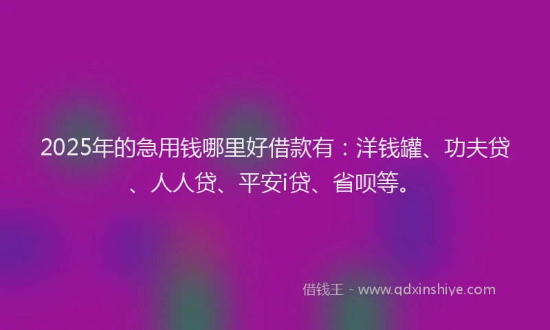 2025年的急用钱哪里好借款有：洋钱罐、功夫贷、人人贷、平安i贷、省呗等。