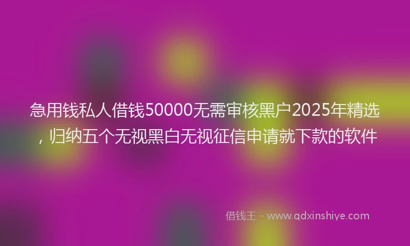 急用钱私人借钱50000无需审核黑户2025年精选，归纳五个无视黑白无视征信申请就下款的软件
