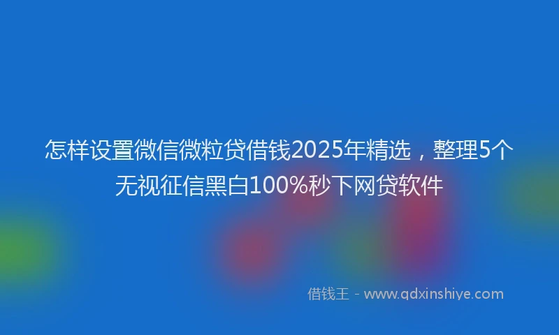 怎样设置微信微粒贷借钱2025年精选，整理5个无视征信黑白100%秒下网贷软件