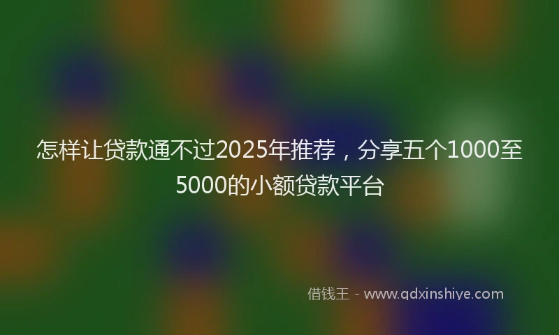 怎样让贷款通不过2025年推荐，分享五个1000至5000的小额贷款平台