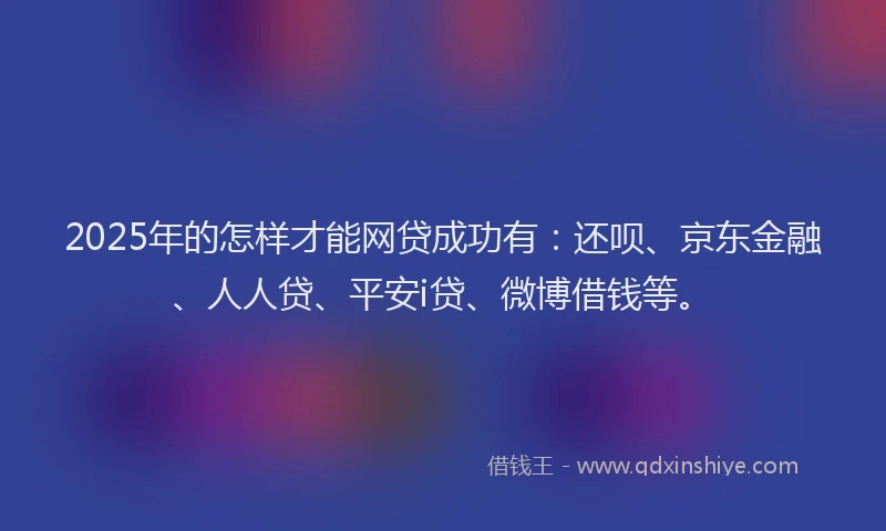2025年的怎样才能网贷成功有：还呗、京东金融、人人贷、平安i贷、微博借钱等。
