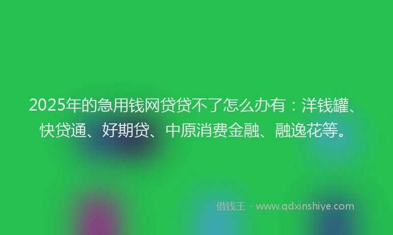 2025年的急用钱网贷贷不了怎么办有：洋钱罐、快贷通、好期贷、中原消费金融、融逸花等。