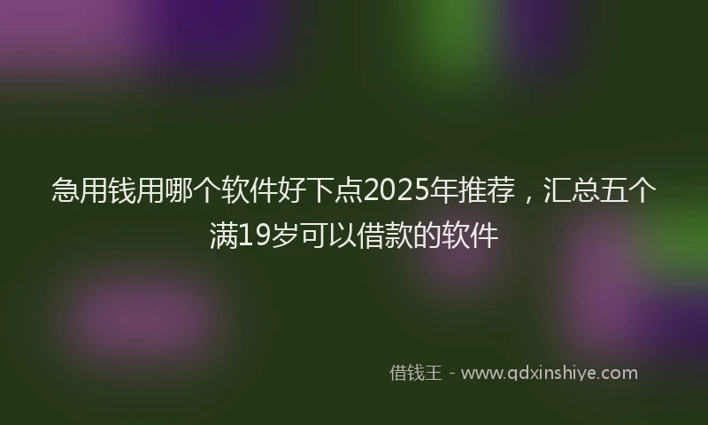 急用钱用哪个软件好下点2025年推荐，汇总五个满19岁可以借款的软件