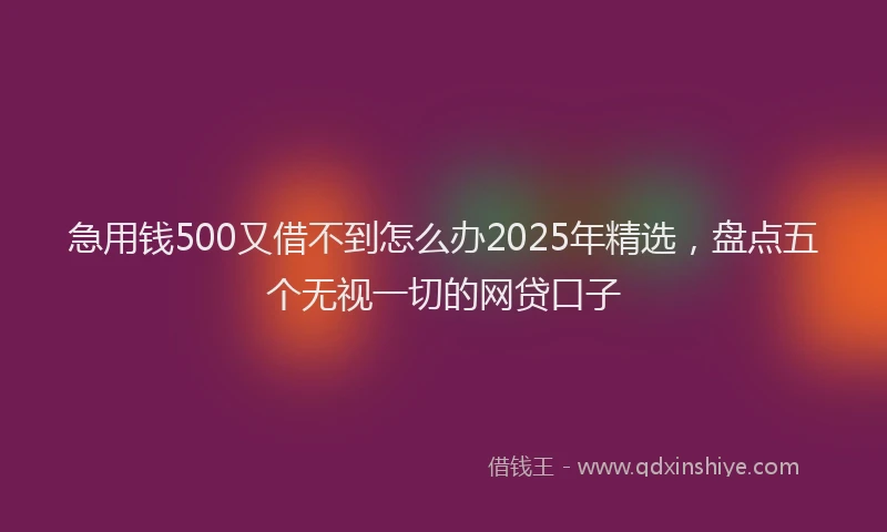 急用钱500又借不到怎么办2025年精选，盘点五个无视一切的网贷口子