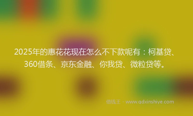 2025年的惠花花现在怎么不下款呢有：柯基贷、360借条、京东金融、你我贷、微粒贷等。