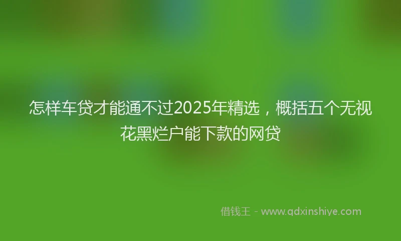 怎样车贷才能通不过2025年精选，概括五个无视花黑烂户能下款的网贷