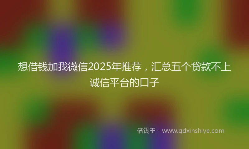 想借钱加我微信2025年推荐，汇总五个贷款不上诚信平台的口子