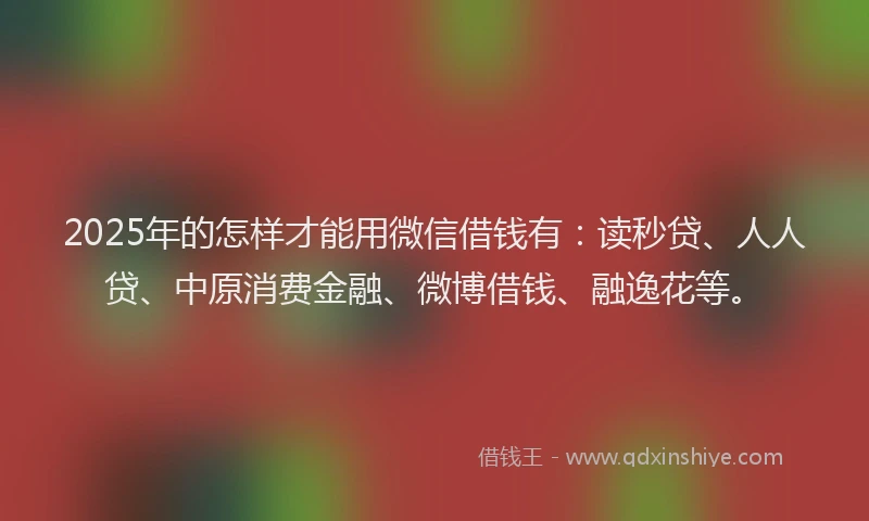 2025年的怎样才能用微信借钱有：读秒贷、人人贷、中原消费金融、微博借钱、融逸花等。