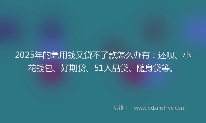 2025年的急用钱又贷不了款怎么办有：还呗、小花钱包、好期贷、51人品贷、随身贷等。