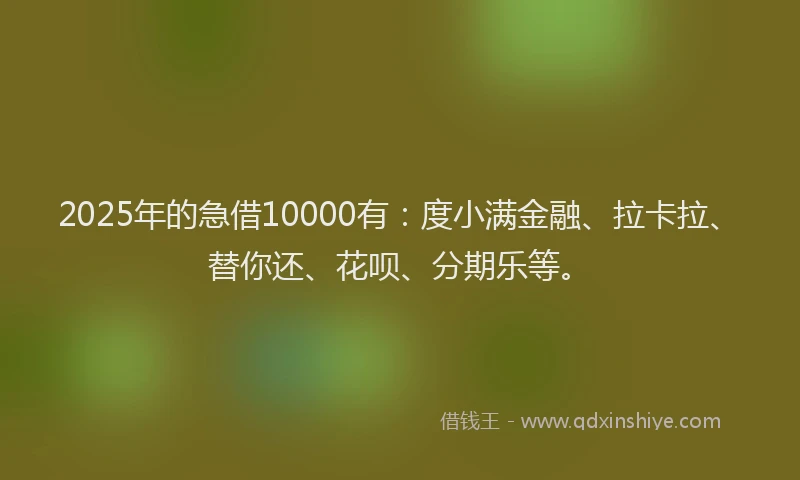 2025年的急借10000有：度小满金融、拉卡拉、替你还、花呗、分期乐等。