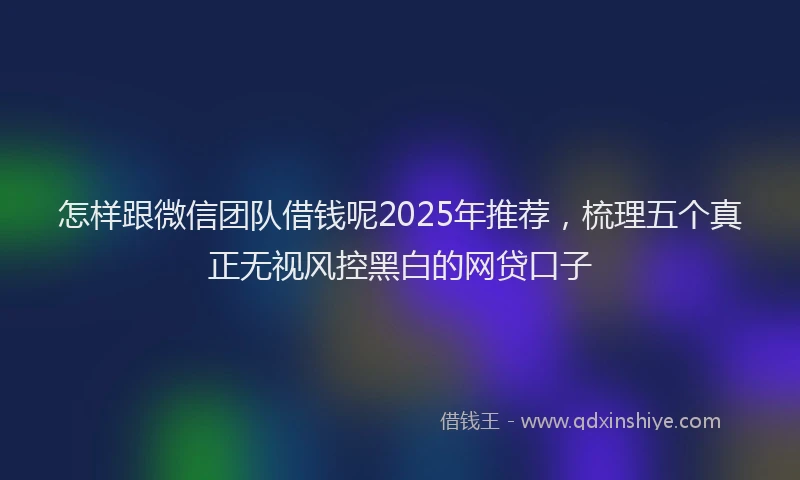 怎样跟微信团队借钱呢2025年推荐，梳理五个真正无视风控黑白的网贷口子