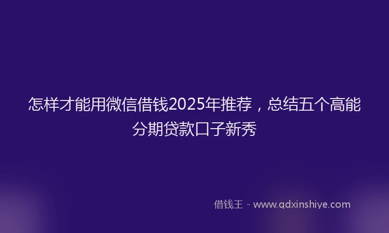 怎样才能用微信借钱2025年推荐，总结五个高能分期贷款口子新秀