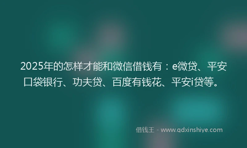 2025年的怎样才能和微信借钱有：e微贷、平安口袋银行、功夫贷、百度有钱花、平安i贷等。