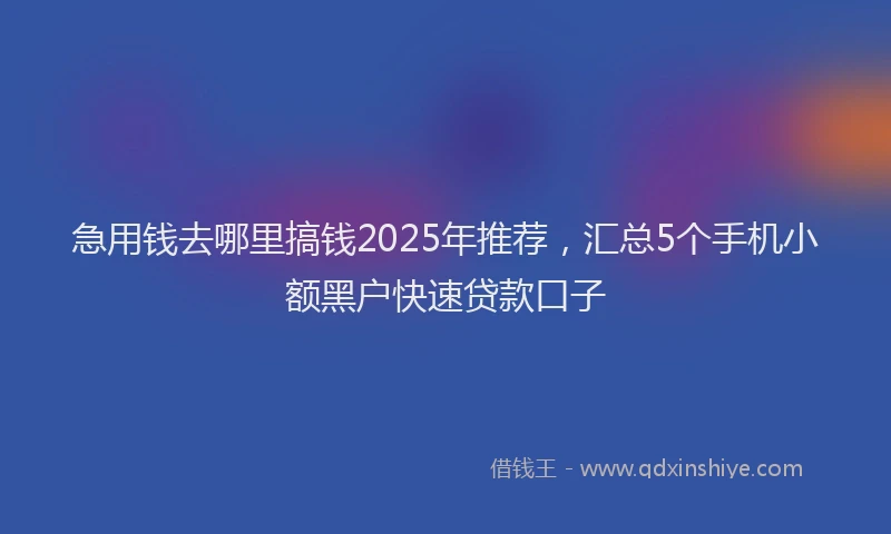 急用钱去哪里搞钱2025年推荐，汇总5个手机小额黑户快速贷款口子