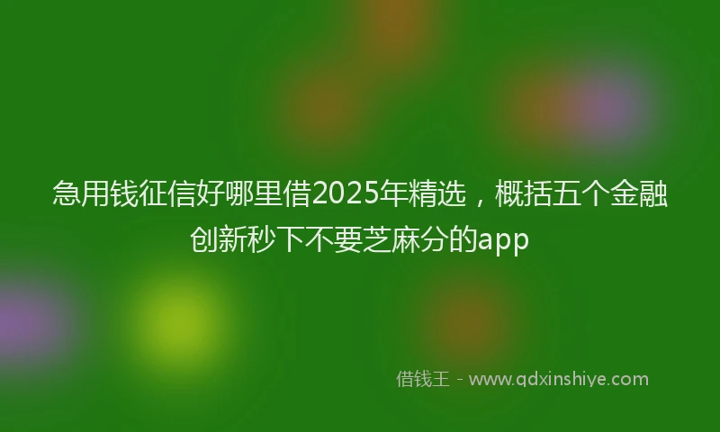 急用钱征信好哪里借2025年精选，概括五个金融创新秒下不要芝麻分的app