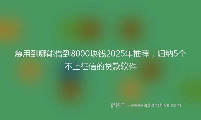 急用到哪能借到8000块钱2025年推荐，归纳5个不上征信的贷款软件
