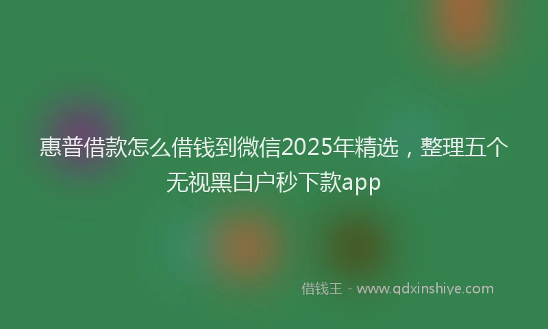 惠普借款怎么借钱到微信2025年精选，整理五个无视黑白户秒下款app