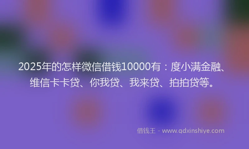 2025年的怎样微信借钱10000有：度小满金融、维信卡卡贷、你我贷、我来贷、拍拍贷等。