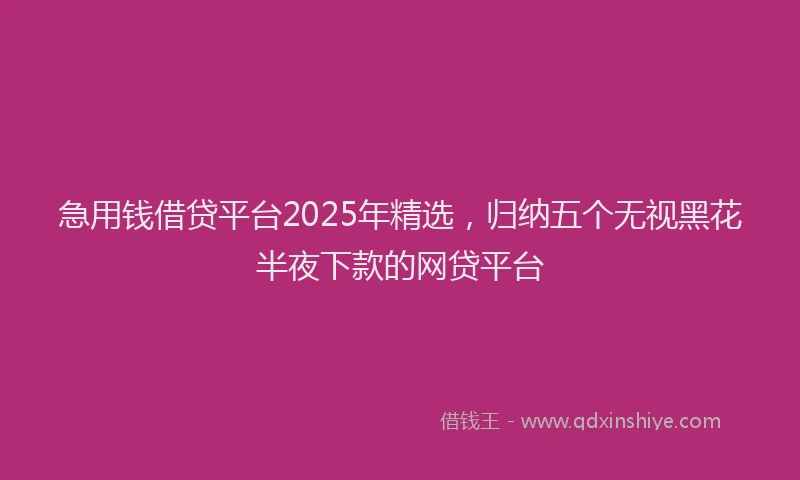 急用钱借贷平台2025年精选，归纳五个无视黑花半夜下款的网贷平台