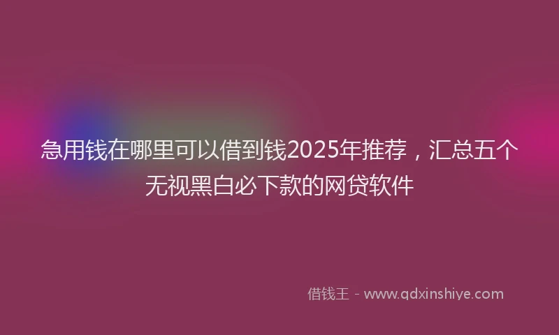 急用钱在哪里可以借到钱2025年推荐，汇总五个无视黑白必下款的网贷软件
