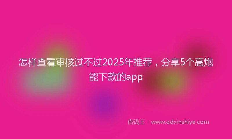 怎样查看审核过不过2025年推荐，分享5个高炮能下款的app