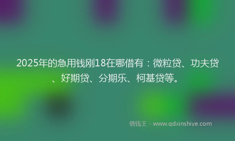 2025年的急用钱刚18在哪借有：微粒贷、功夫贷、好期贷、分期乐、柯基贷等。