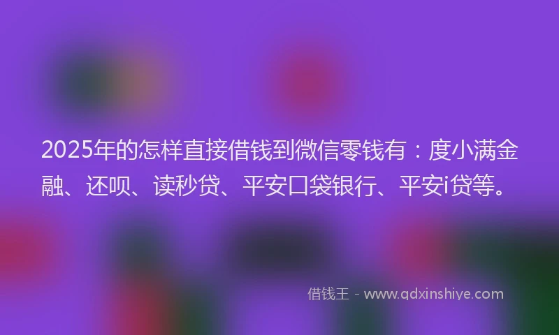 2025年的怎样直接借钱到微信零钱有：度小满金融、还呗、读秒贷、平安口袋银行、平安i贷等。
