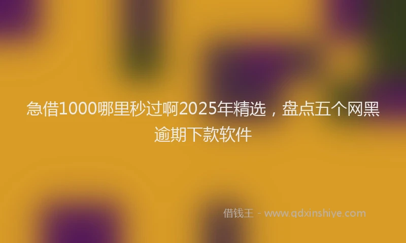急借1000哪里秒过啊2025年精选，盘点五个网黑逾期下款软件