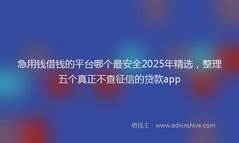 急用钱借钱的平台哪个最安全2025年精选，整理五个真正不查征信的贷款app
