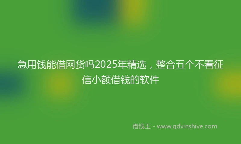 急用钱能借网货吗2025年精选，整合五个不看征信小额借钱的软件