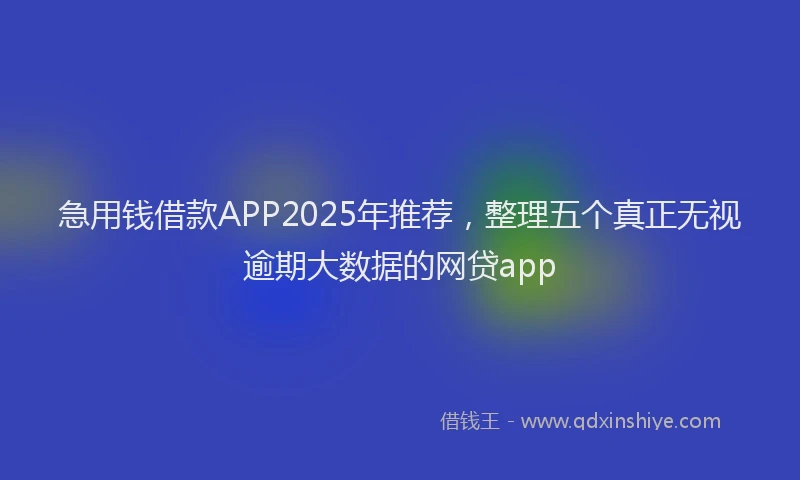 急用钱借款APP2025年推荐，整理五个真正无视逾期大数据的网贷app