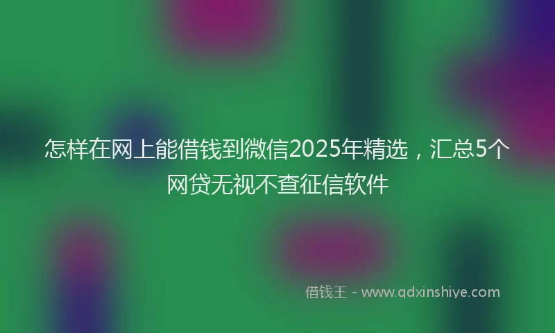 怎样在网上能借钱到微信2025年精选，汇总5个网贷无视不查征信软件