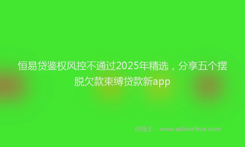 恒易贷鉴权风控不通过2025年精选，分享五个摆脱欠款束缚贷款新app