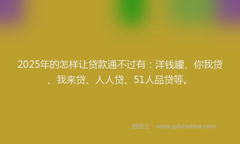 2025年的怎样让贷款通不过有：洋钱罐、你我贷、我来贷、人人贷、51人品贷等。