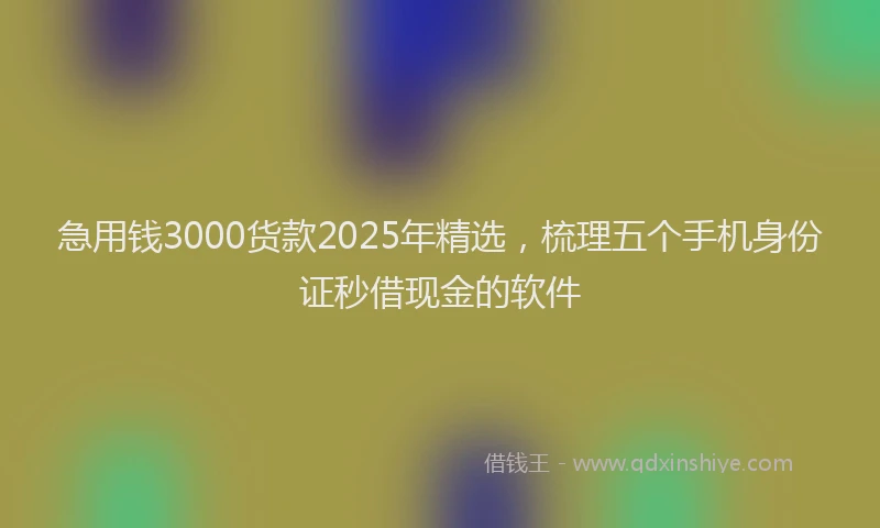 急用钱3000货款2025年精选，梳理五个手机身份证秒借现金的软件