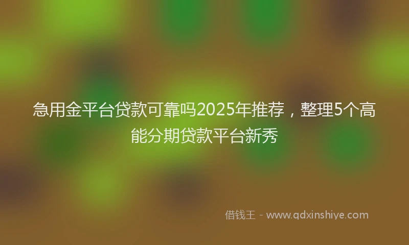 急用金平台贷款可靠吗2025年推荐，整理5个高能分期贷款平台新秀