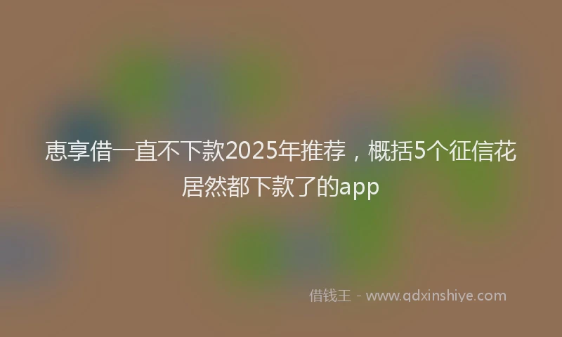 恵享借一直不下款2025年推荐，概括5个征信花居然都下款了的app