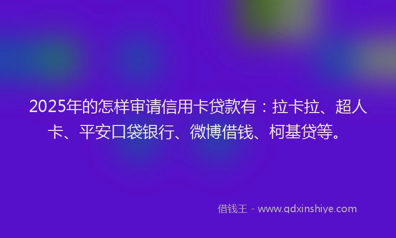 2025年的怎样审请信用卡贷款有：拉卡拉、超人卡、平安口袋银行、微博借钱、柯基贷等。