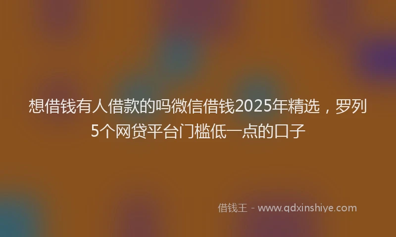 想借钱有人借款的吗微信借钱2025年精选，罗列5个网贷平台门槛低一点的口子