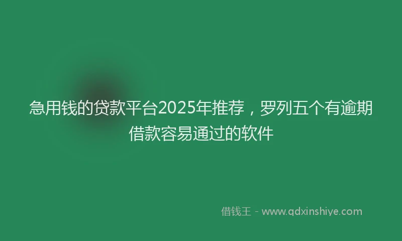 急用钱的贷款平台2025年推荐，罗列五个有逾期借款容易通过的软件