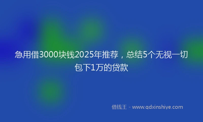 急用借3000块钱2025年推荐，总结5个无视一切包下1万的贷款