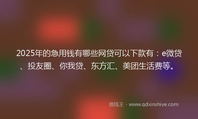 2025年的急用钱有哪些网贷可以下款有：e微贷、投友圈、你我贷、东方汇、美团生活费等。