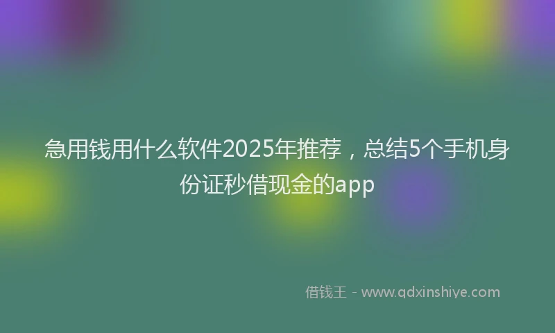 急用钱用什么软件2025年推荐，总结5个手机身份证秒借现金的app