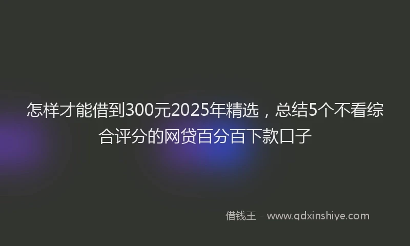 怎样才能借到300元2025年精选，总结5个不看综合评分的网贷百分百下款口子