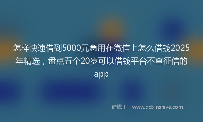 怎样快速借到5000元急用在微信上怎么借钱2025年精选，盘点五个20岁可以借钱平台不查征信的app