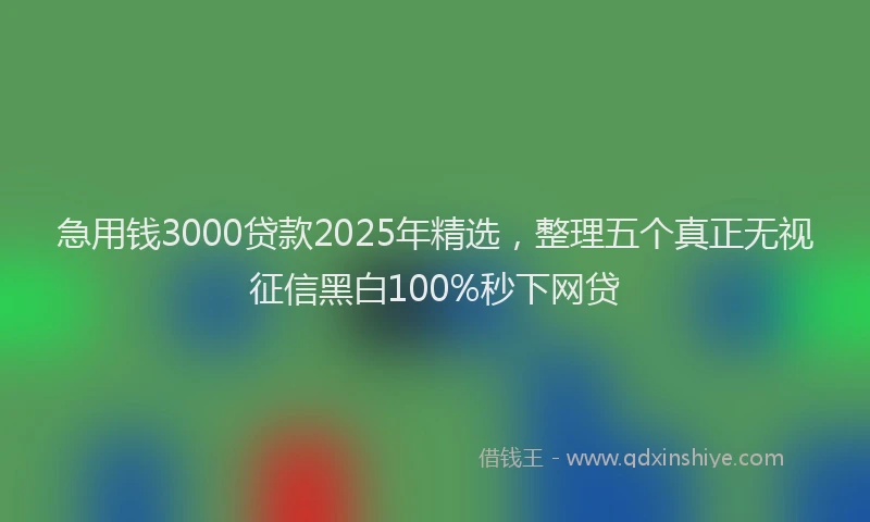 急用钱3000贷款2025年精选，整理五个真正无视征信黑白100%秒下网贷