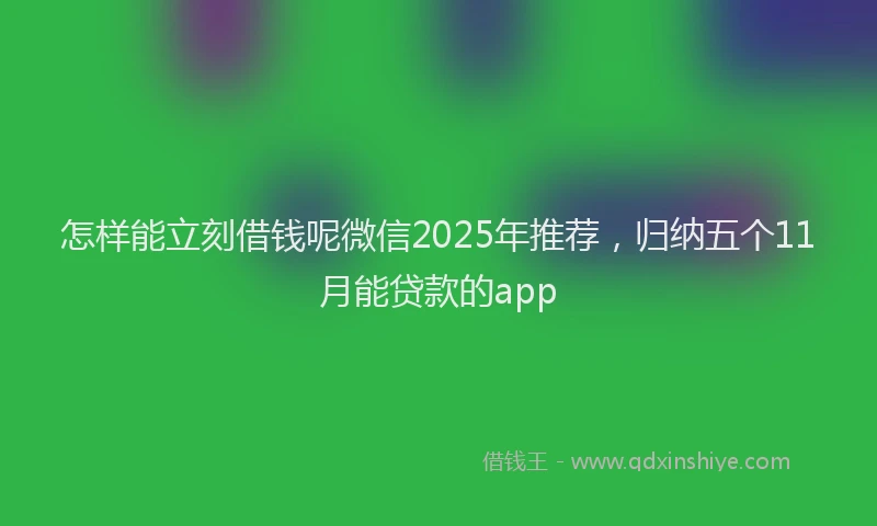 怎样能立刻借钱呢微信2025年推荐，归纳五个11月能贷款的app