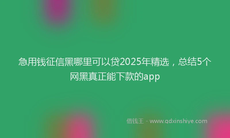 急用钱征信黑哪里可以贷2025年精选，总结5个网黑真正能下款的app