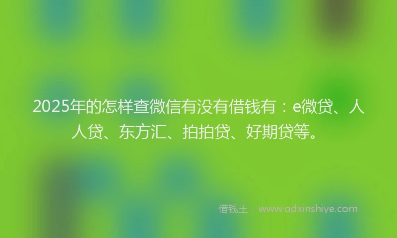 2025年的怎样查微信有没有借钱有：e微贷、人人贷、东方汇、拍拍贷、好期贷等。