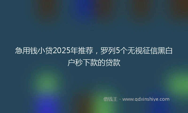 急用钱小贷2025年推荐，罗列5个无视征信黑白户秒下款的贷款